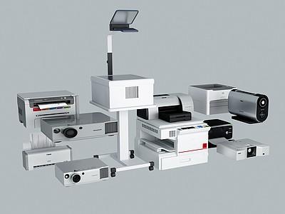 3d现代办公设备投影仪打印机模型